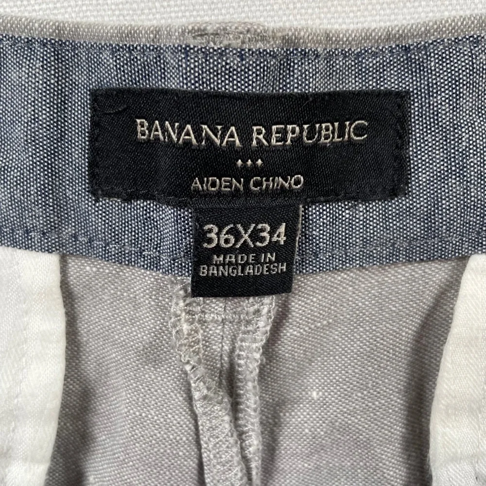 Banana‎ Republic Aiden Chino Pants Mens 36x34 Gray Linen Blend Slim Fit Casual